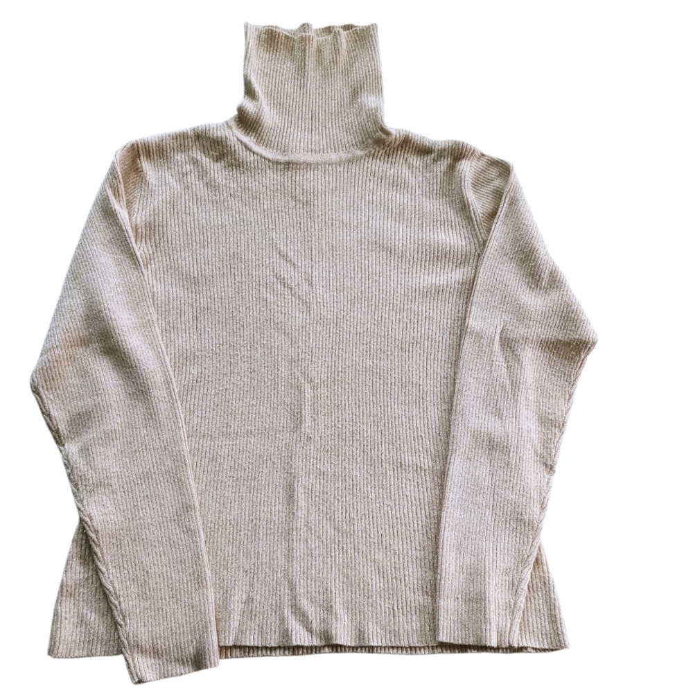 WORTHINGTON Gold Sparkle Long Sleeve Turtleneck Sweater